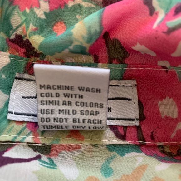 Jamie Nicole Collection 3X Floral Tie Front Tab Sleeve Button Up Shear Blouse - Picture 10 of 13